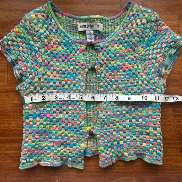 Urban Outfitters Bubble Knit Rainbow Keyhole Top - Picture 3 of 4